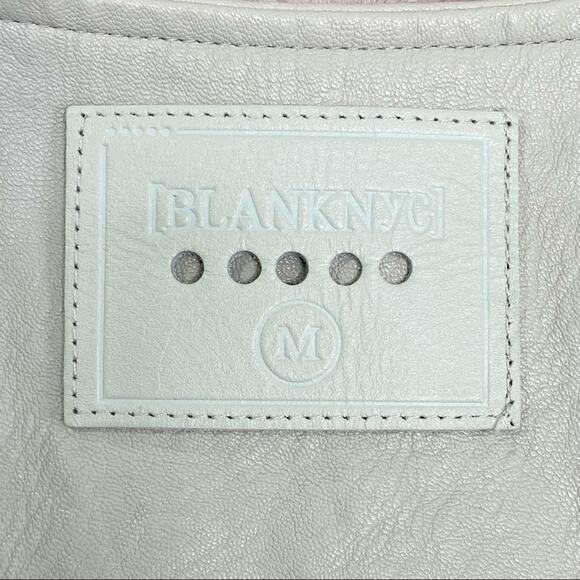 BlankNYC Moto Faux Leather Jacket Womens Size M Gray Lacing Fringe Zip Front - Picture 15 of 16